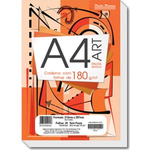BLOCO DE DESENHO A4 180G 20 FOLHAS PAUTA BRANCA - BRANCO