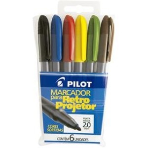 CANETA PARA RETROPROJETOR 2.0MM MARCADOR 6 CORES - PILOT