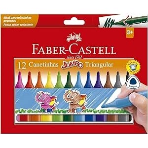 CANETINHA 12 CORES JUMBO TRIANGULAR - FABER CASTELL