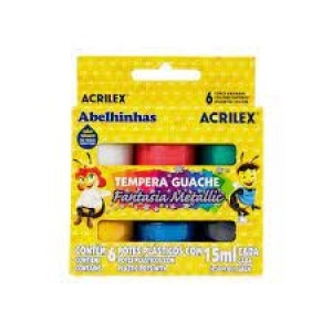 TINTA GUACHE FANTASIA METALLIC 15 ML 06 CORES - ACRILEX
